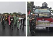 Danrem 031/Wira Bima yang baru dan yang lama di Sambut dan di Lepas oleh Kapolda Riau dengan Tradisi Pedang Pora.