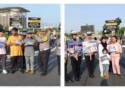 Tim Cooling System Ditlantas Polda Riau Gelar Kampanye Keselamatan Berlalu Lintas dan Himbaun Pilkada Riau di Area CFD Pekanbaru