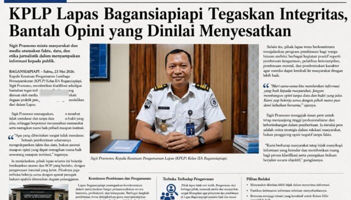 KPLP Lapas Bagansiapiapi: Jangan Bangun Opini Tanpa Data dan Bukti yang Jelas
