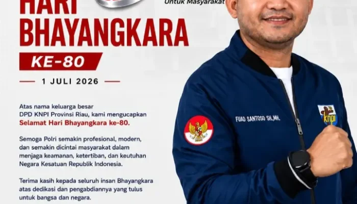 Ketua DPD KNPI Riau Fuad Santoso Ucapkan Selamat HUT Bhayangkara ke-80, Apresiasi Pengabdian Polri untuk Masyarakat