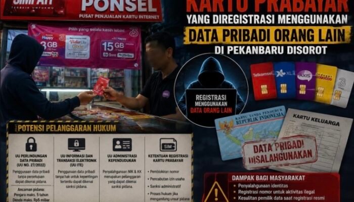 Dugaan Penjualan Kartu Prabayar yang Diregistrasi Menggunakan Data Pribadi Orang Lain di Pekanbaru Disorot