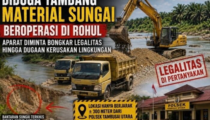 Diduga Tambang Material Sungai Beroperasi di Rohul, Aparat Diminta Bongkar Legalitas hingga Dugaan Kerusakan Lingkungan